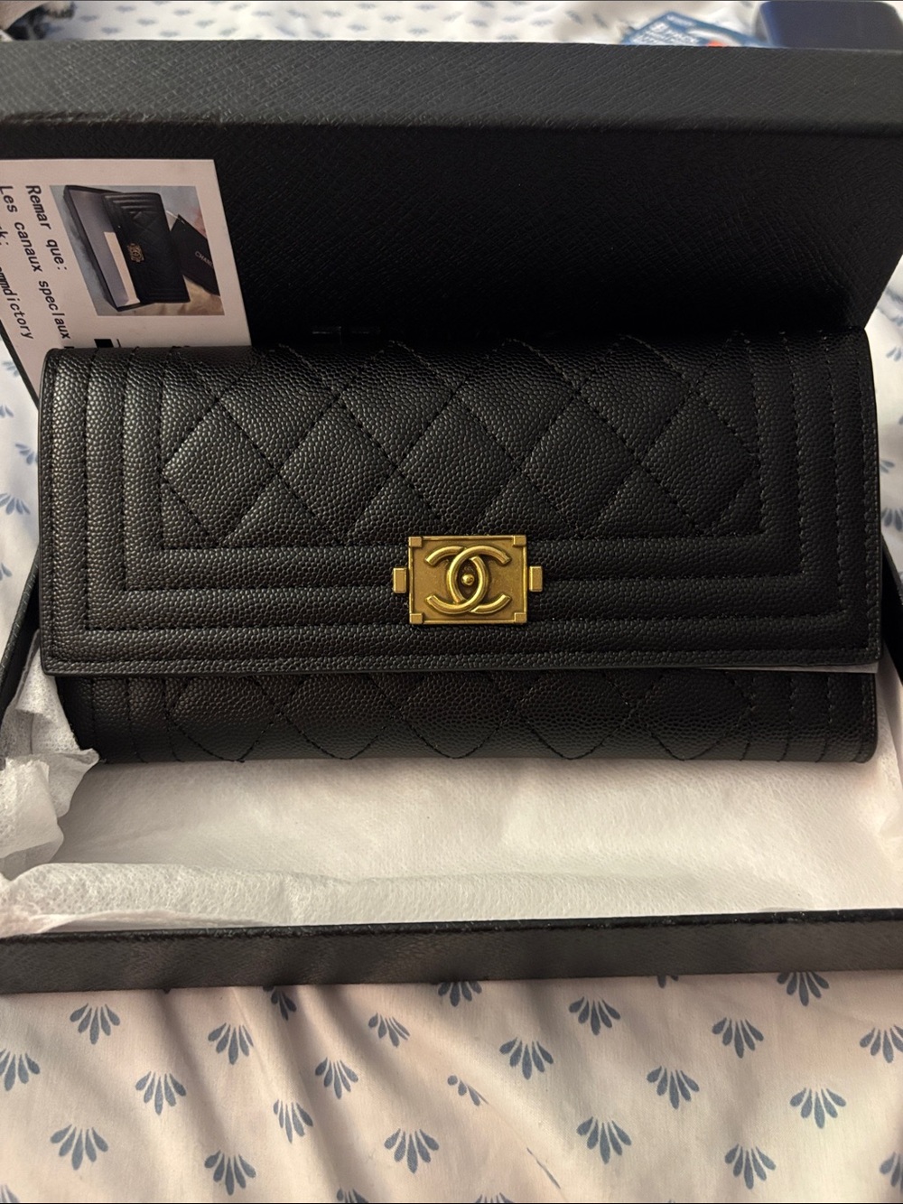 Black Quilted Chevron Wallet